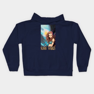 surf vibes, surfer girl, beach party, v12 Kids Hoodie